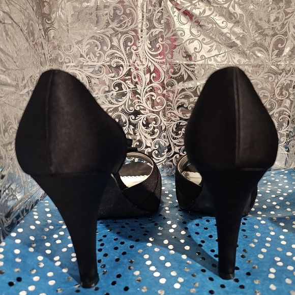 2FOR$50 DAVID'S bridal Michaelangelo Maribelle black bow heels size 9 - Picture 2 of 6